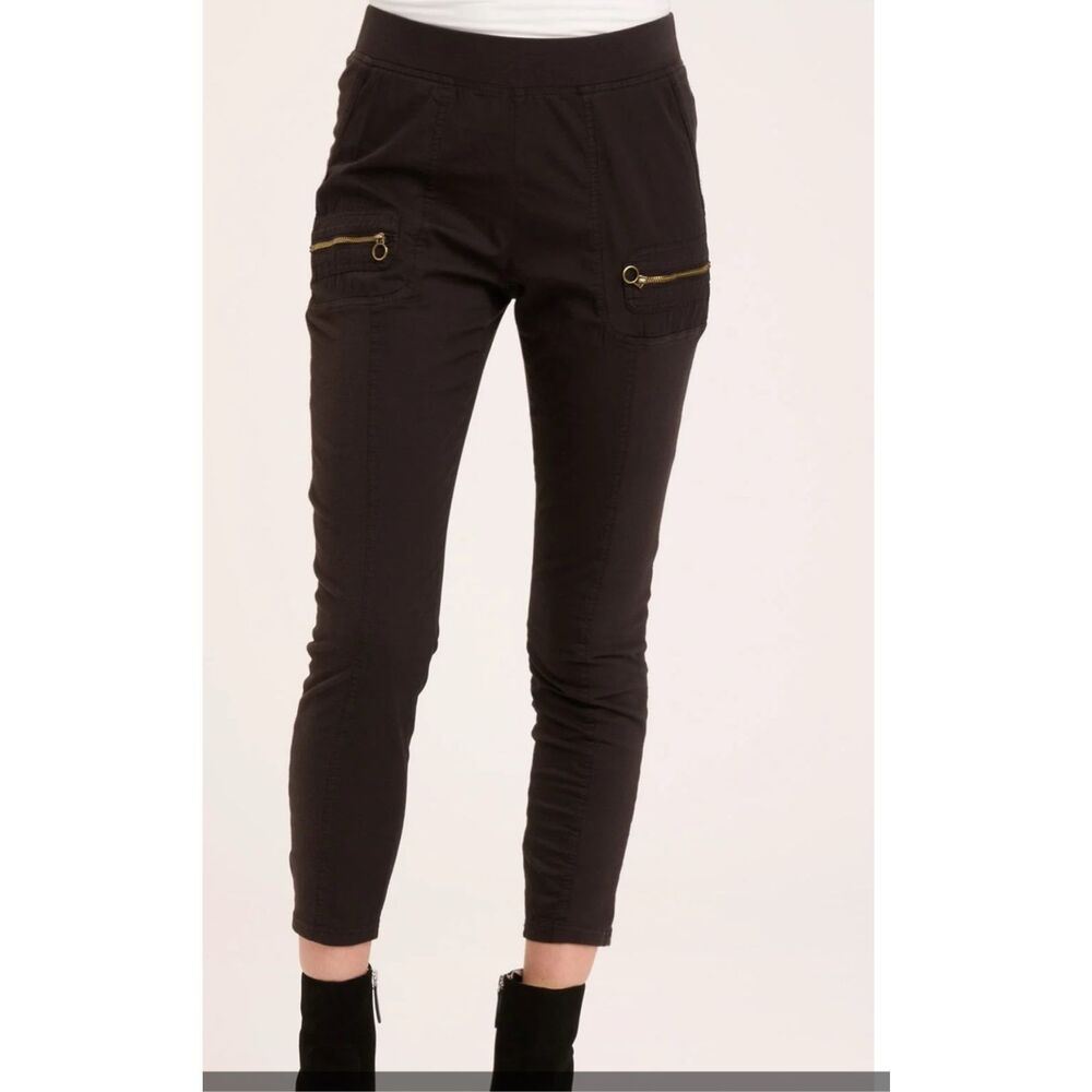 XCVI Womens Rockwell Leggings Pull On Stretch Ankle Pants Black Size Medium - Picture 1 of 10